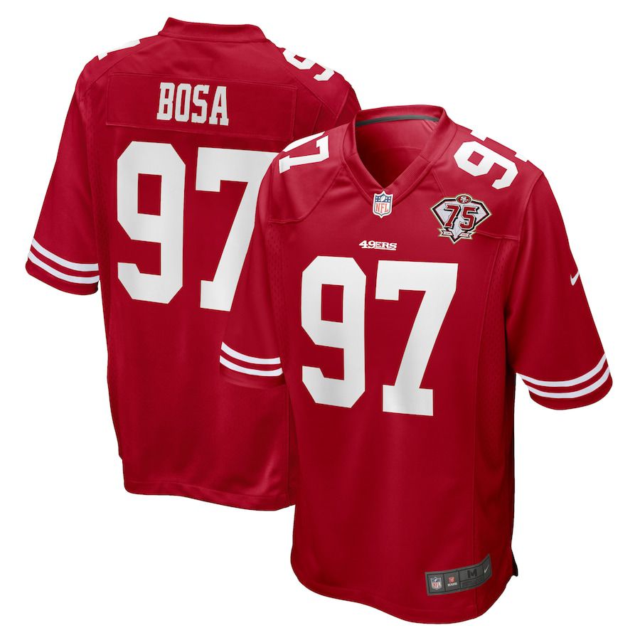 Men San Francisco 49ers #97 Nick Bosa Nike Scarlet 75th Anniversary Game NFL Jersey